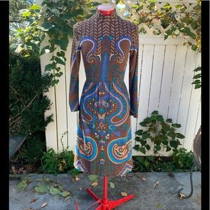 Vintage Domani Knits Dress Mod Paisley Design Sz8